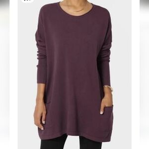 Toad & Co Plum Long Sleeve Pullover with Front Pockets SZ M